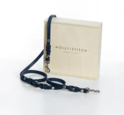 Laisse En Cuir Pour Chien Souple Réglable (2x) -Chats Chiens Fournitures Magasin 2x adj navy silver min 1