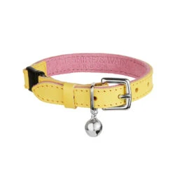 Collier Pour Chat Ice Cream (4 Couleurs) -Chats Chiens Fournitures Magasin Designer Luxury Cat Collar Cheshire and Wain Lemon Yellow Leather