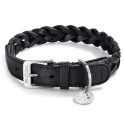 Collier En Cuir Pour Chien Bergamo -Chats Chiens Fournitures Magasin mc c04 007 01 m walk bergamo collar black