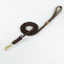 Laisse Pour Chien En Corde Marine Poignée Cuir (8 Couleurs)